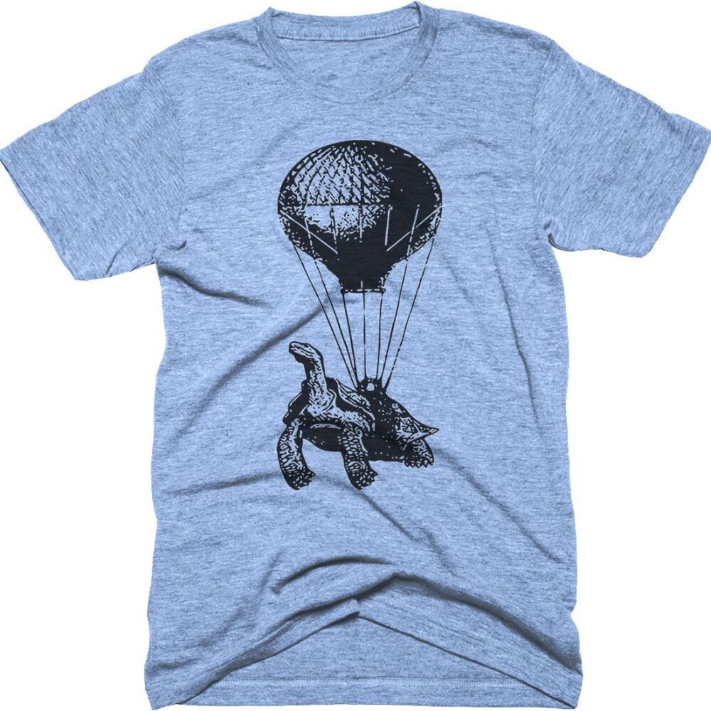 Flying Turtle T-Shirt Vintage Hot Air Balloon Shirt Funny Turtle Lover Gift